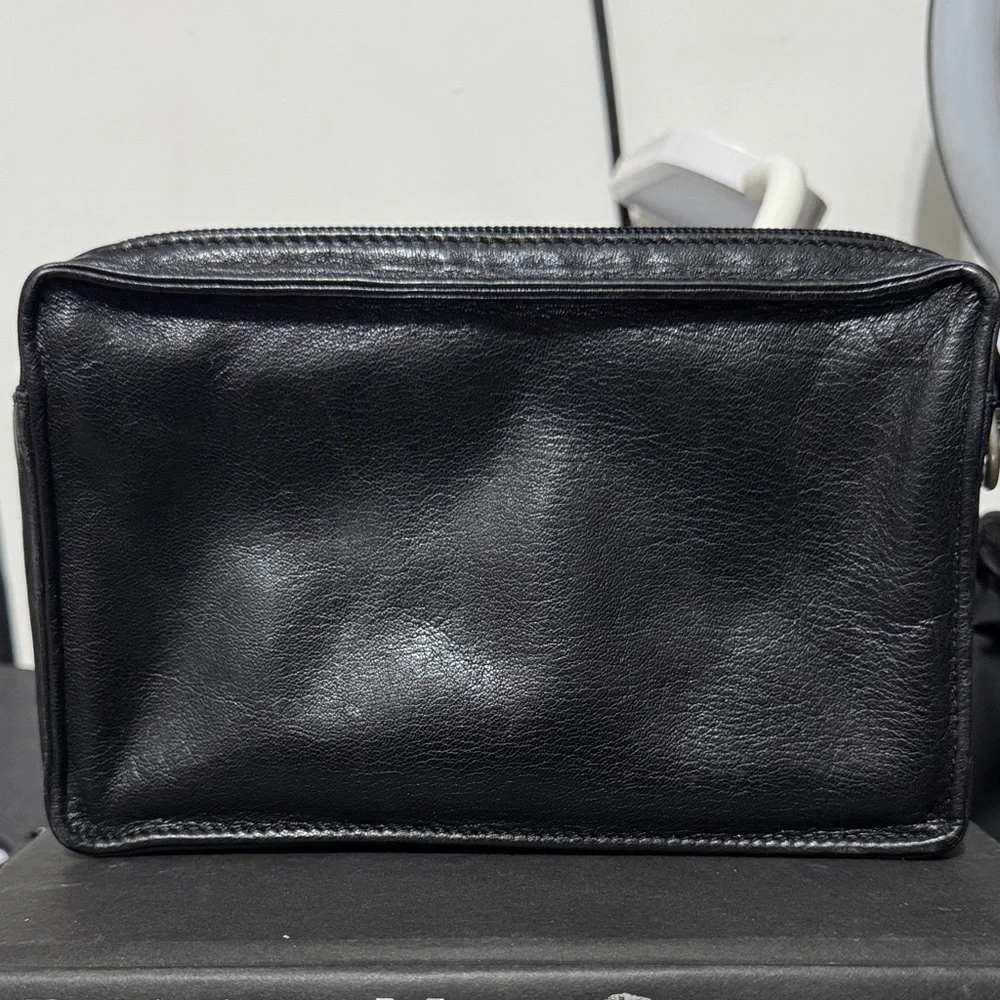 Tumi Black Leather Toiletry Bag